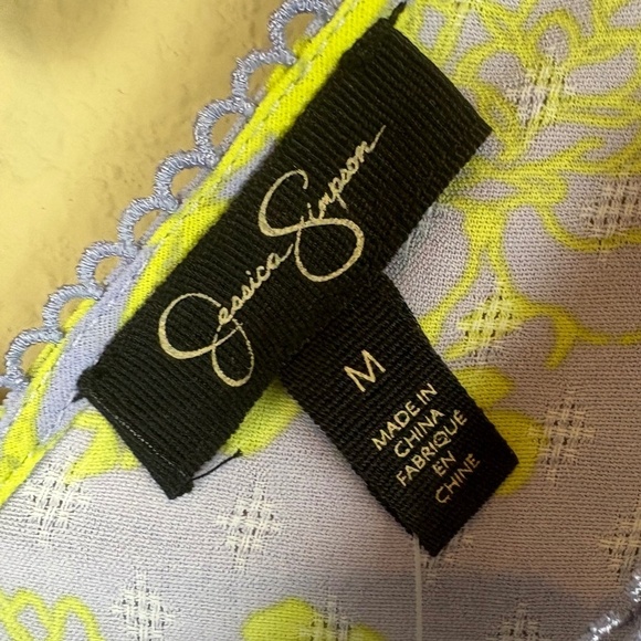 NWT Jessica Simpson Peyton Lavender w/ Lime Green Floral Peplum Crop Top - Picture 10 of 15